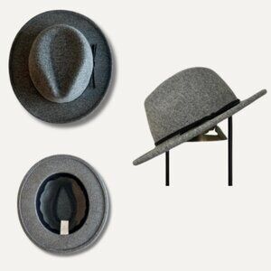 New Without Tags Grey Felt Fedora  with Black Ribbon